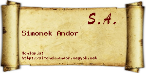 Simonek Andor névjegykártya